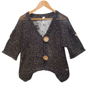 Lulu‎ B Cardigan Medium Sheer Mesh Knit Boho Beach Layering Resort Coastal